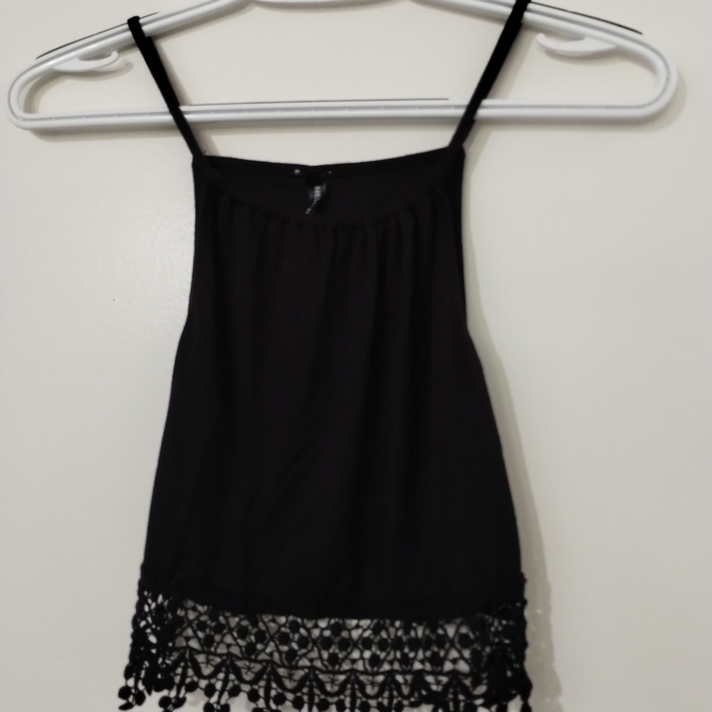 Nella Fantasia Black Camisole with Lace Hem
